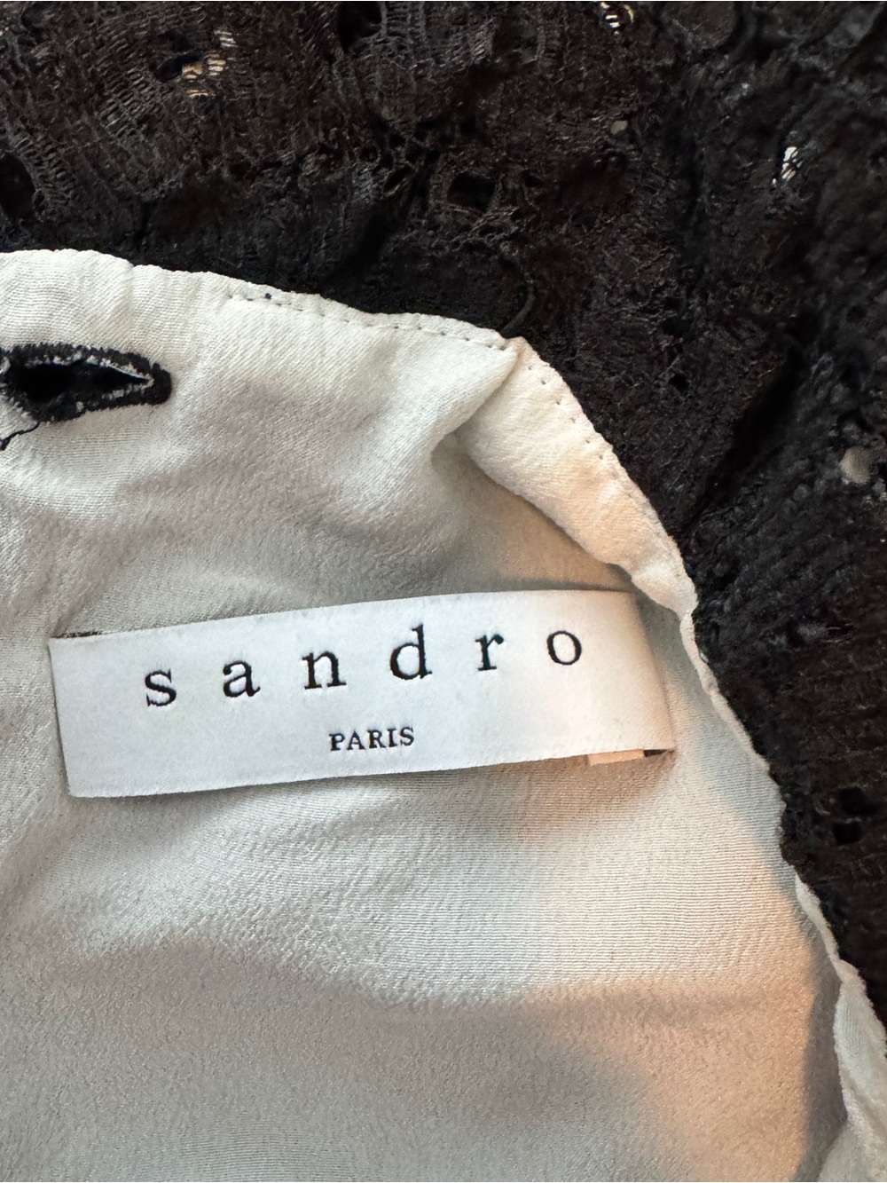 Sandro Paris Malia Black Lace 100% Silk Layered Blouse S - Picture 4 of 7